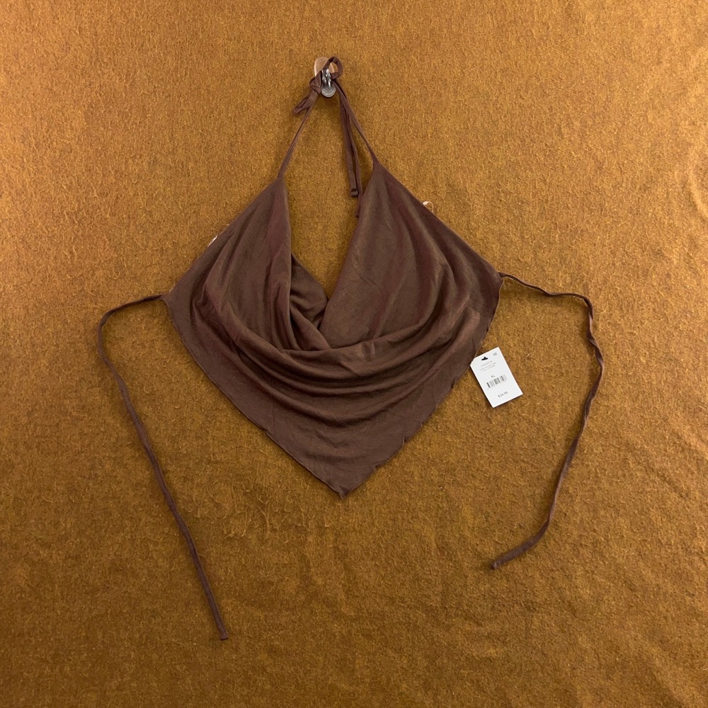 Cotton On Womens XL Chocolate Jordie Cowl Neck Halter Top NWT